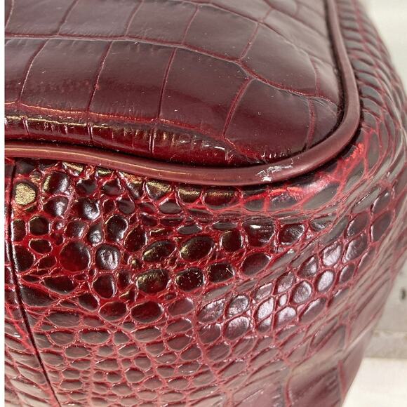 LONGCHAMP LARGE BURGNADY CROC EMBOSSED PRINT SHOULDER BAG - Picture 13 of 16